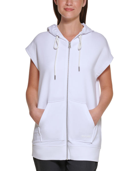 DKNY Jeans Womens Zip Front Sleeveless Hoodie